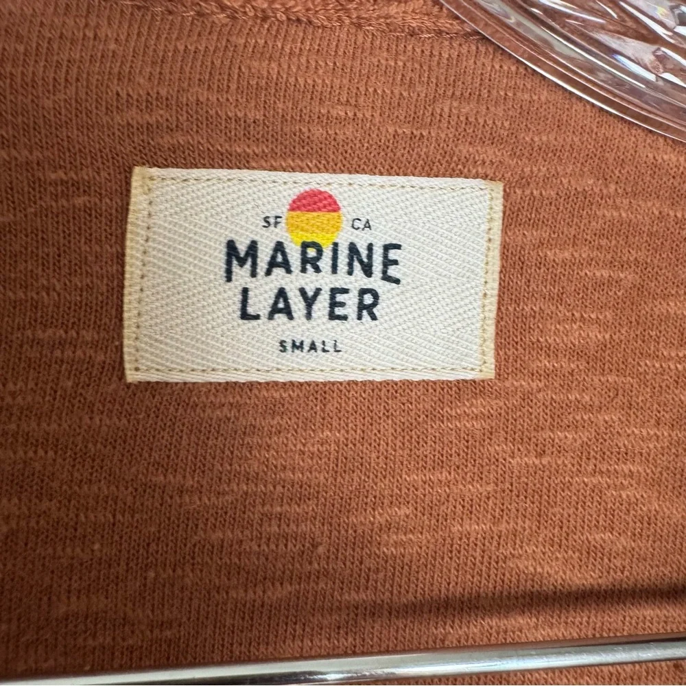 Marine Layer light brown‎ Terry Cloth crop Shirt button up - Picture 3 of 6